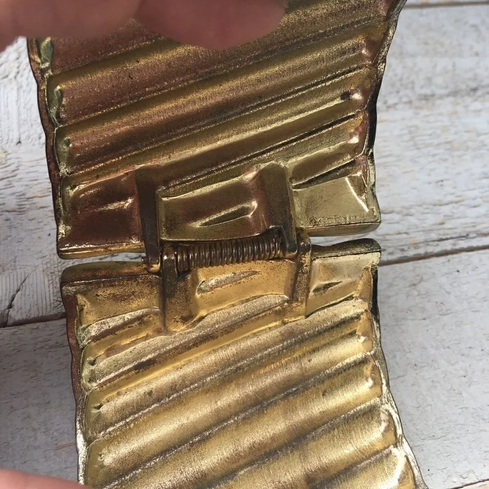 Goldtone Ribbed Wide Cuff Bracelet 3/$20